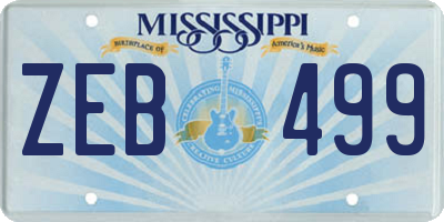 MS license plate ZEB499