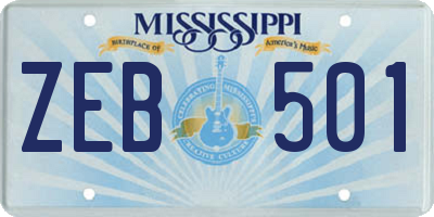MS license plate ZEB501