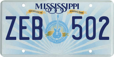 MS license plate ZEB502