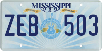 MS license plate ZEB503