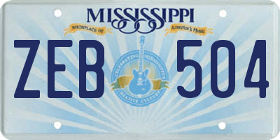 MS license plate ZEB504