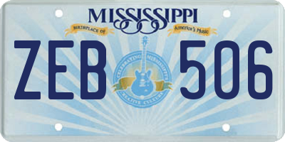 MS license plate ZEB506