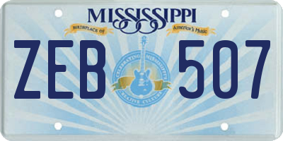 MS license plate ZEB507