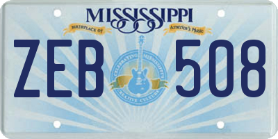 MS license plate ZEB508