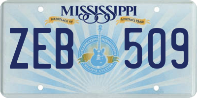 MS license plate ZEB509