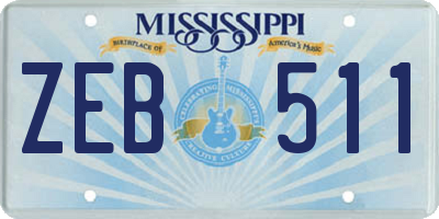 MS license plate ZEB511
