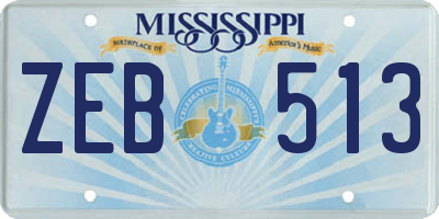 MS license plate ZEB513