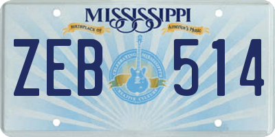 MS license plate ZEB514