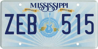 MS license plate ZEB515