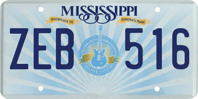 MS license plate ZEB516