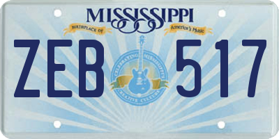 MS license plate ZEB517