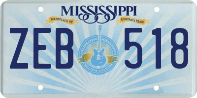 MS license plate ZEB518