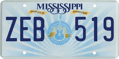 MS license plate ZEB519