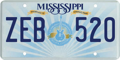 MS license plate ZEB520