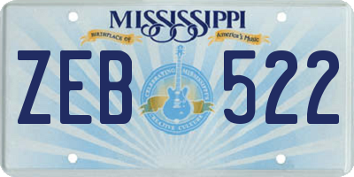 MS license plate ZEB522