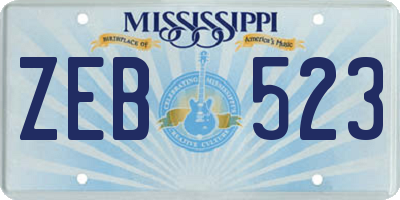 MS license plate ZEB523