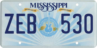 MS license plate ZEB530