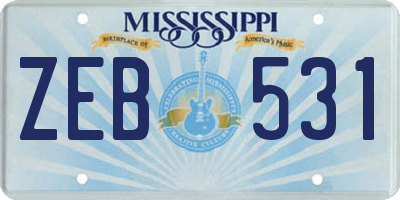 MS license plate ZEB531