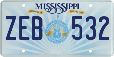 MS license plate ZEB532