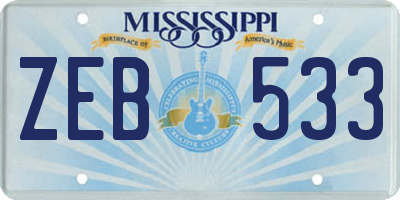 MS license plate ZEB533