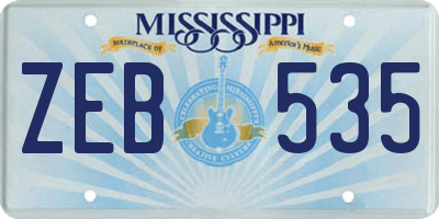 MS license plate ZEB535