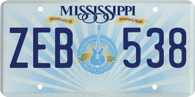 MS license plate ZEB538