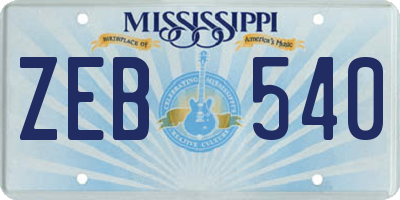 MS license plate ZEB540