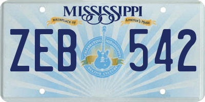 MS license plate ZEB542