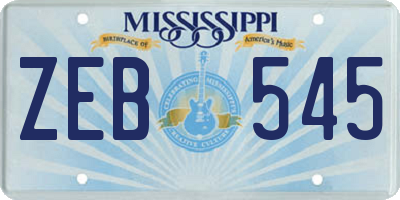 MS license plate ZEB545