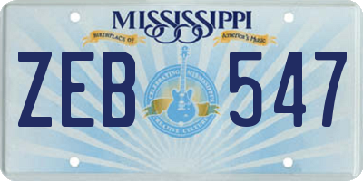 MS license plate ZEB547