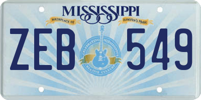 MS license plate ZEB549