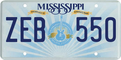 MS license plate ZEB550