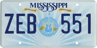 MS license plate ZEB551