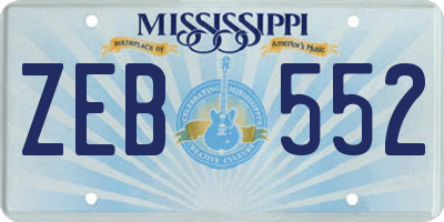 MS license plate ZEB552