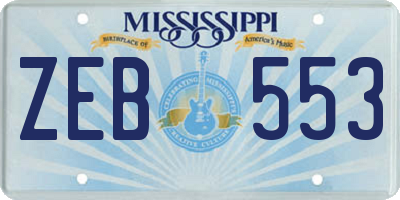MS license plate ZEB553
