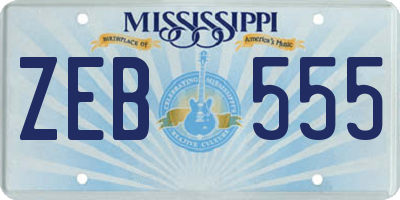 MS license plate ZEB555