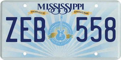 MS license plate ZEB558