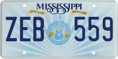 MS license plate ZEB559