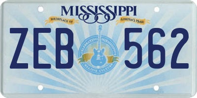 MS license plate ZEB562