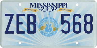 MS license plate ZEB568