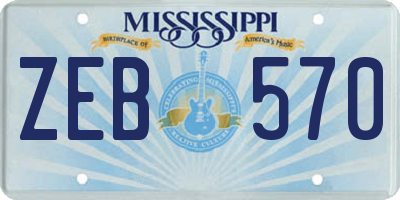 MS license plate ZEB570