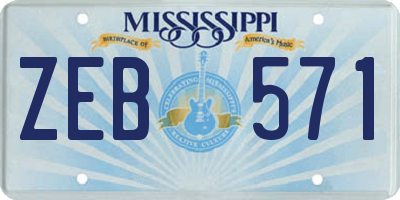 MS license plate ZEB571