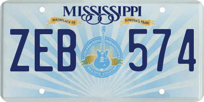 MS license plate ZEB574