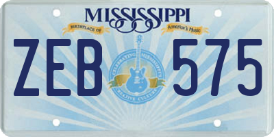 MS license plate ZEB575