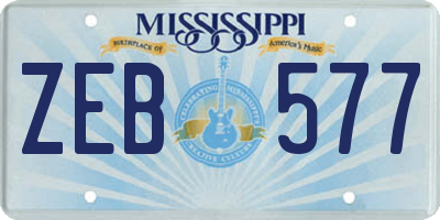 MS license plate ZEB577