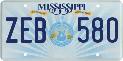 MS license plate ZEB580
