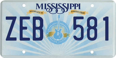 MS license plate ZEB581