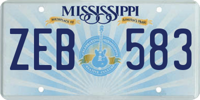 MS license plate ZEB583