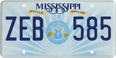 MS license plate ZEB585
