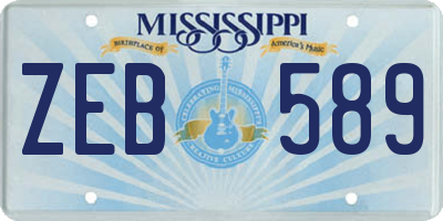 MS license plate ZEB589